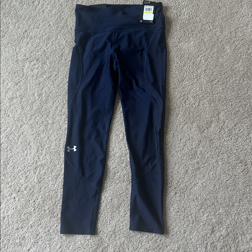 Under Armour women’s Navy Athletic Leggings with Pocket - High Rise Crop - NEW